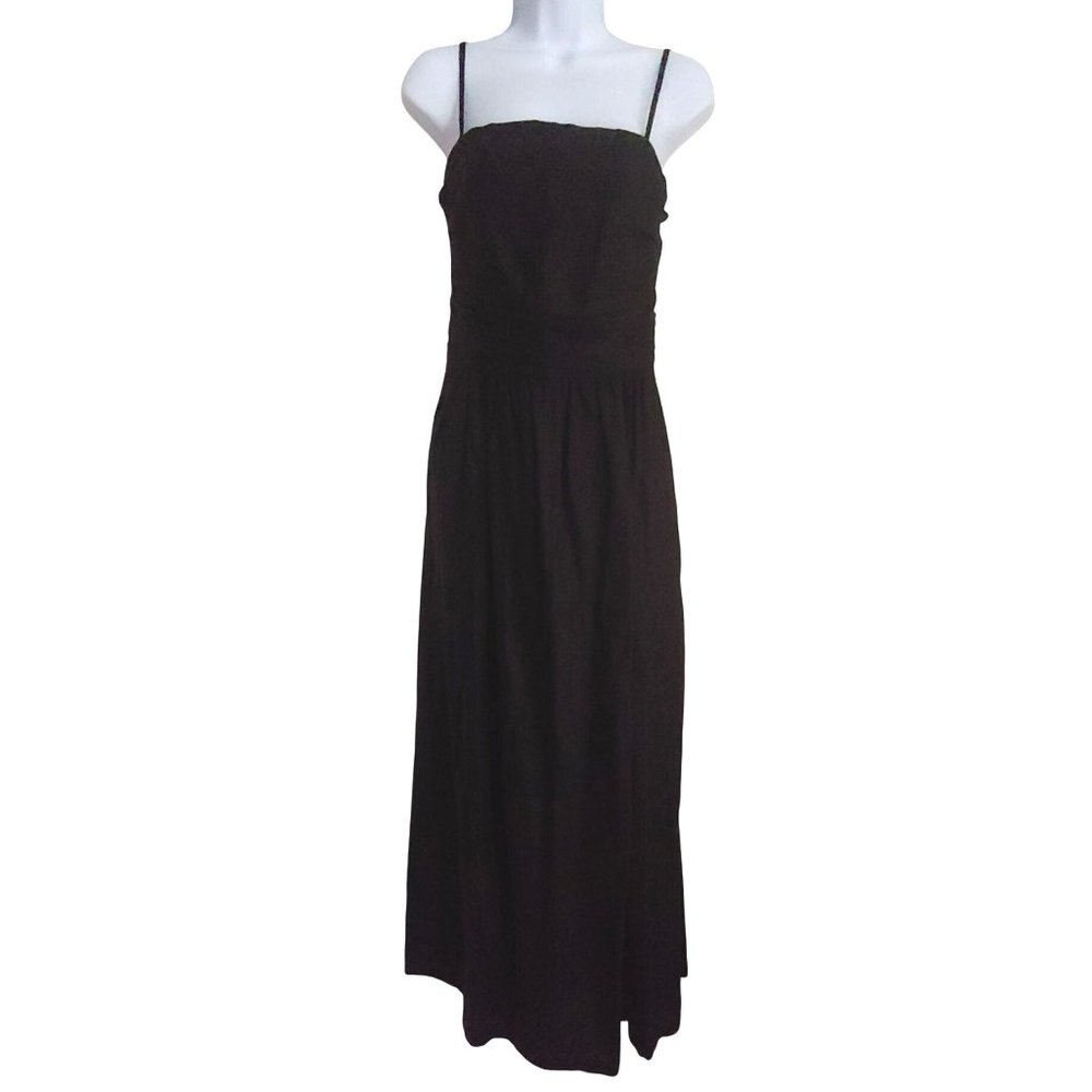 Gillia Womens Black 100% Linen Minimalist Neutral Lightweight Designer Midi M